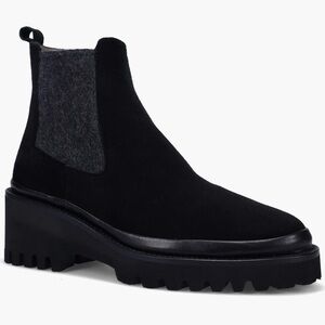 NWT RON WHITE EMMALINE WEATHERPROOF CASHMERE SUEDE CHELSEA BOOT IN ONYX